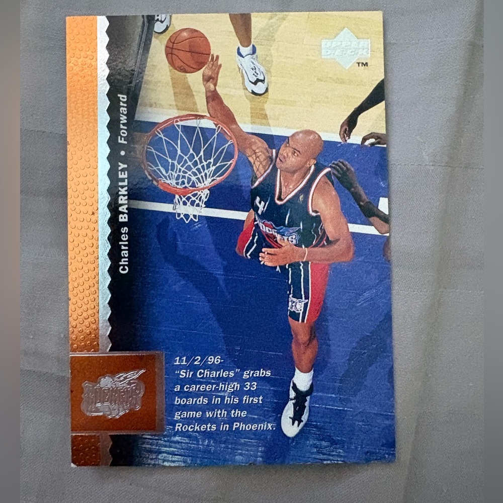 Charles Barkley Basketball Trading Card- Houston Rockets Upper Deck